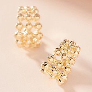 Anthropologie Beaded Huggie Hoop Earrings
